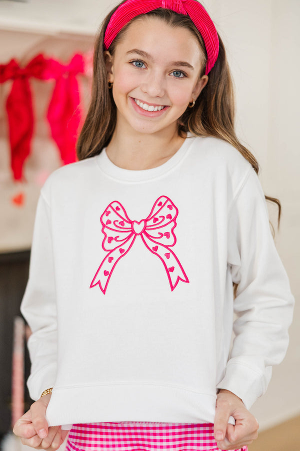 Girls: With The Cutest White Love Embroidered Sweatshirt