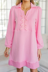 Find It Again Pink Bow Collared Dress