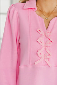 Find It Again Pink Bow Collared Dress
