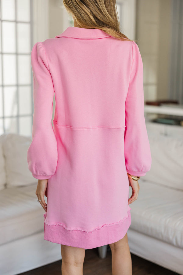 Find It Again Pink Bow Collared Dress