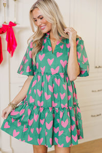 Feeling Your Best Green & Pink Heart Dress