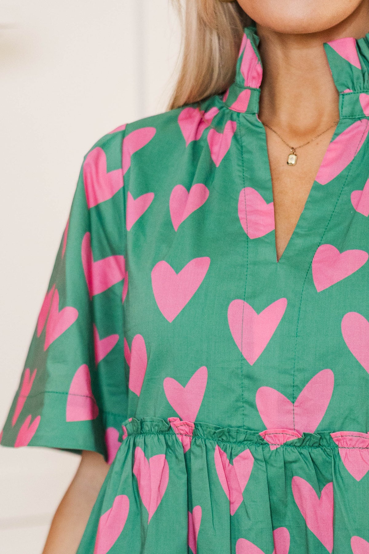 Feeling Your Best Green & Pink Heart Dress Shop the Mint Feeling Your Best Green & Pink Heart Dress Shop the Mint