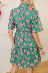 Feeling Your Best Green & Pink Heart Dress