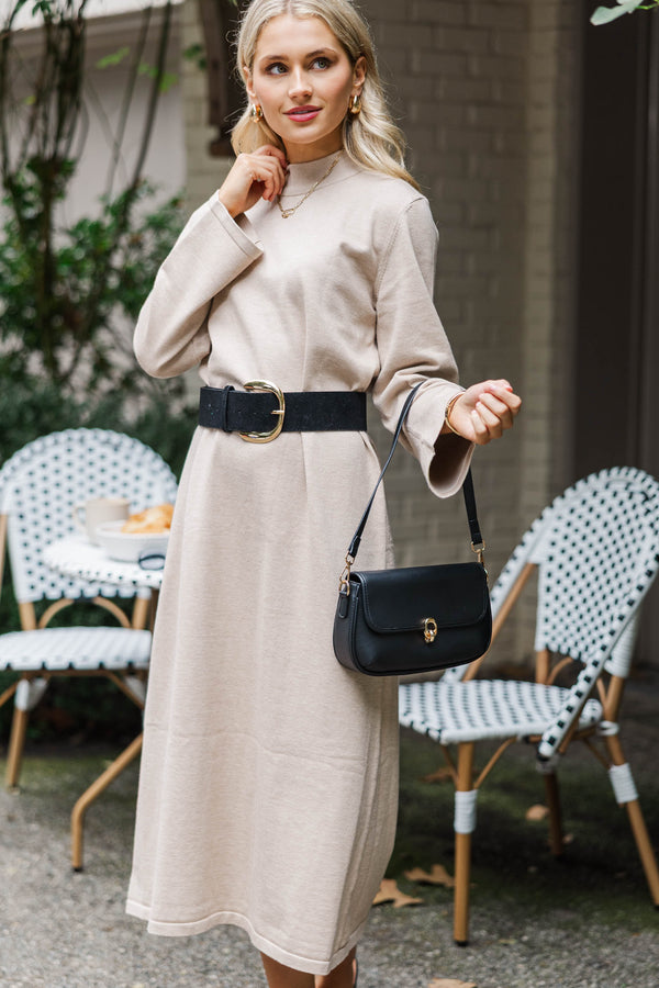 Keep It Simple Cream Sweater Midi Dress