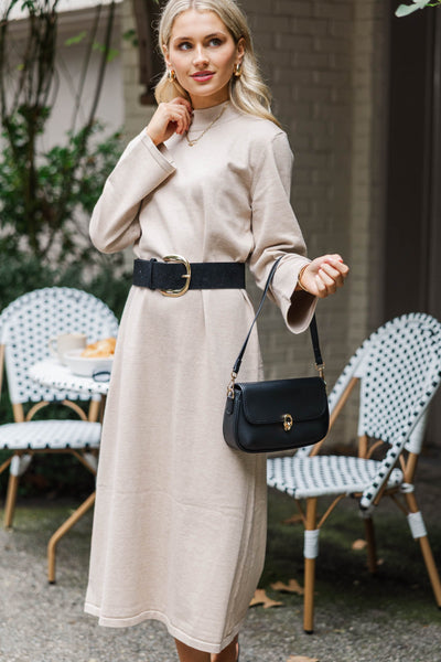 beige sweater dress Mini - Button Dress - Dolman Sleeve Dress Regular Wash The Perfect Beige Sweater Dress