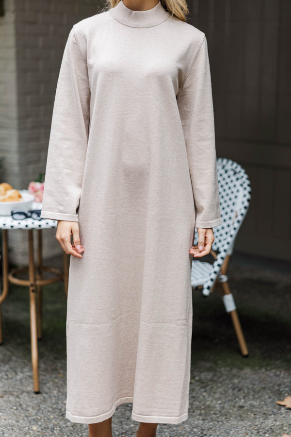 Keep It Simple Cream Sweater Midi Dress