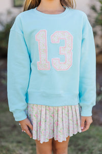 Girls: Love Story Blue Floral Patchwork 13 Sweatshirt