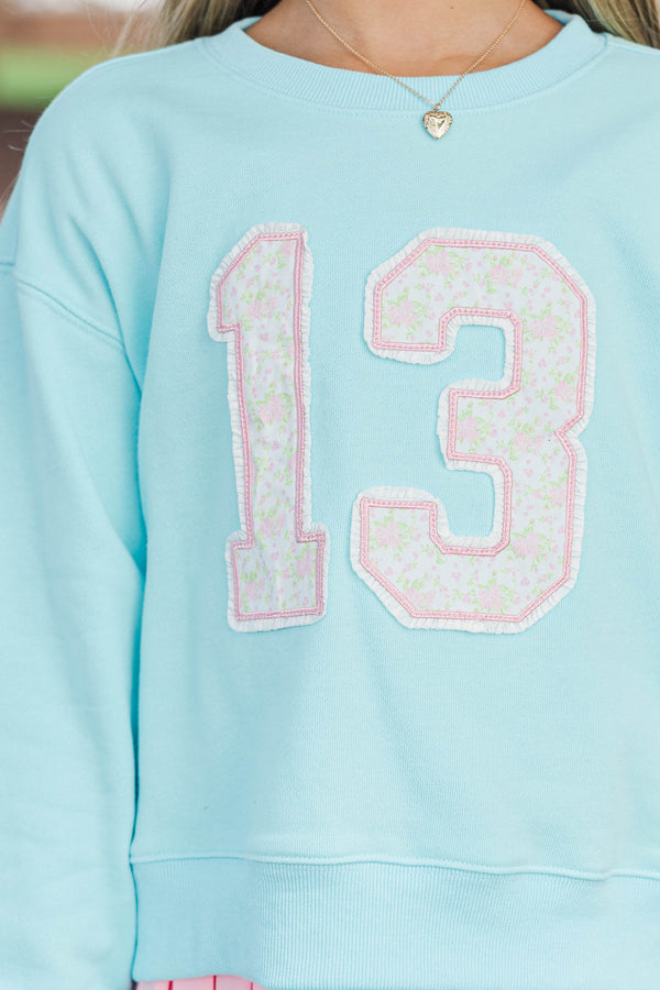 Girls: Love Story Blue Floral Patchwork 13 Sweatshirt