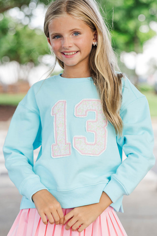 Girls: Love Story Blue Floral Patchwork 13 Sweatshirt