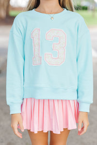 Girls: Love Story Blue Floral Patchwork 13 Sweatshirt