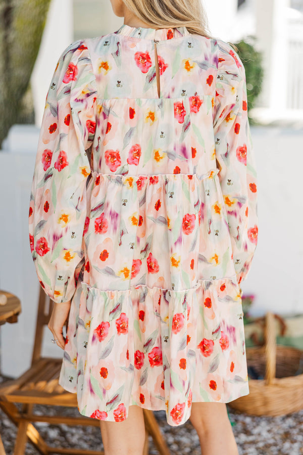 Be Your Best Cream Watercolor Babydoll Dress