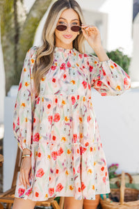 Be Your Best Cream Watercolor Babydoll Dress