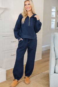 Cozy As Can Be Navy Quilted Pullover