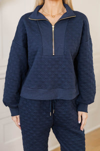 Cozy As Can Be Navy Quilted Pullover