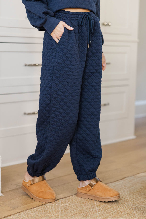 Set You Free Navy Quilted Pants