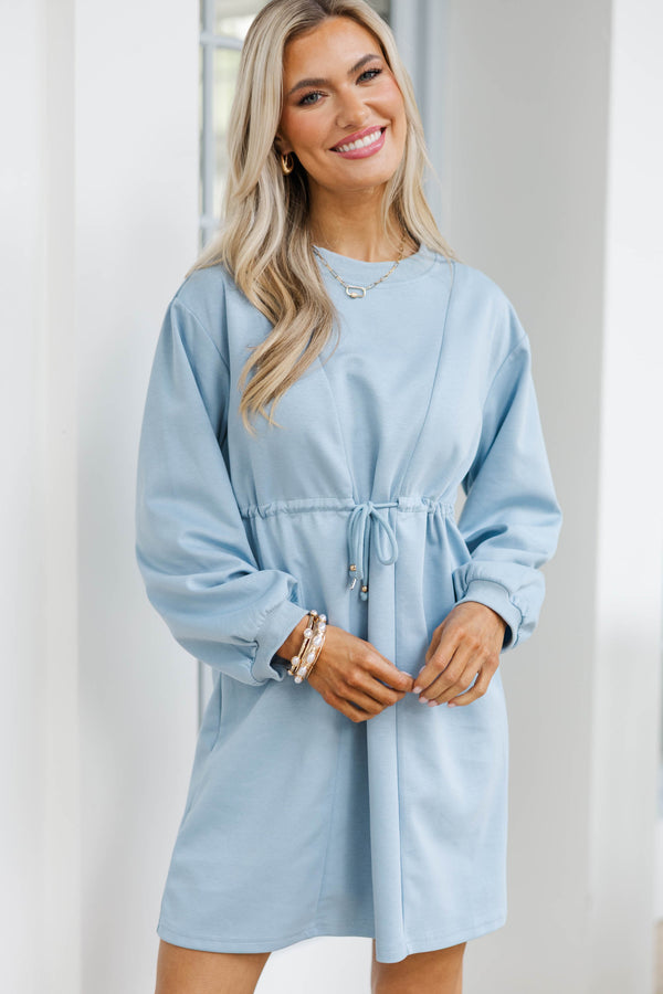Season Of Love Light Blue Drawstring Dress