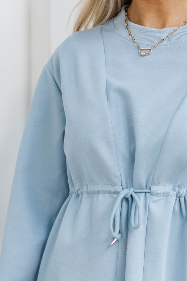 Season Of Love Light Blue Drawstring Dress