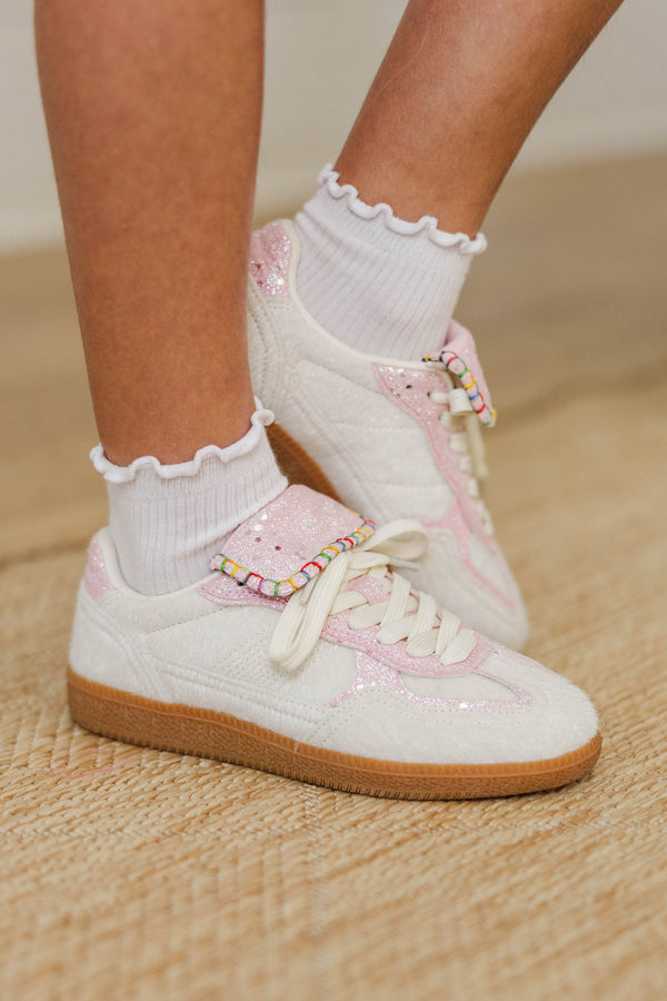Girls: Sweet Violet Pink & Cream Sneakers