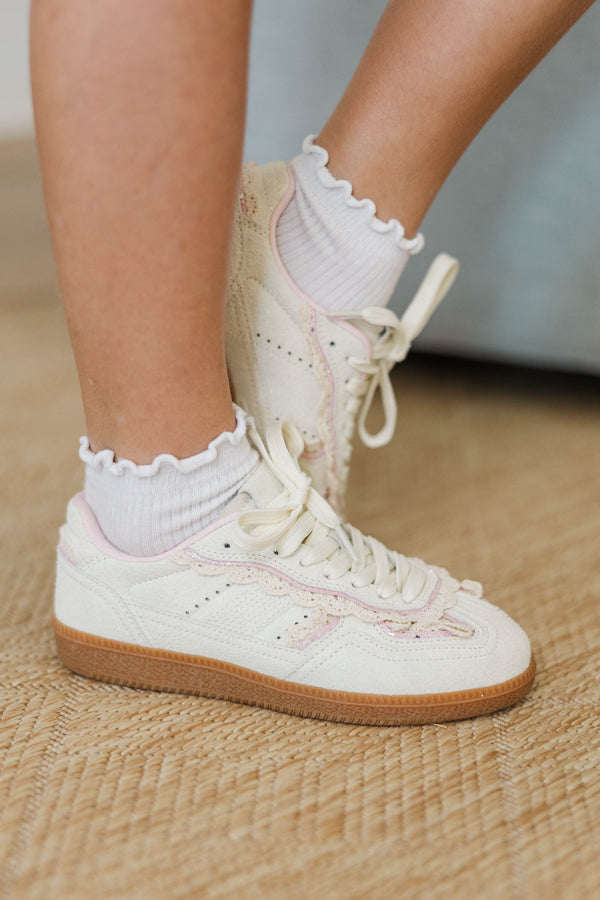 Girls: Ruffle & Ready Cream Ruffle Sneakers – Shop the Mint