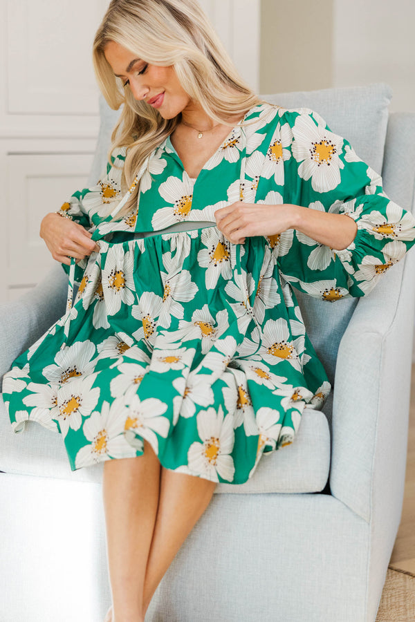 NURSING COLLECTION: It's All True Emerald Floral Dress