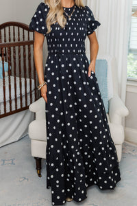NURSING COLLECTION: Make The Right Choice Black Polka Dot Maxi Dress