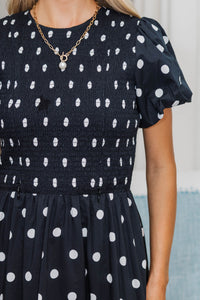 NURSING COLLECTION: Make The Right Choice Black Polka Dot Maxi Dress
