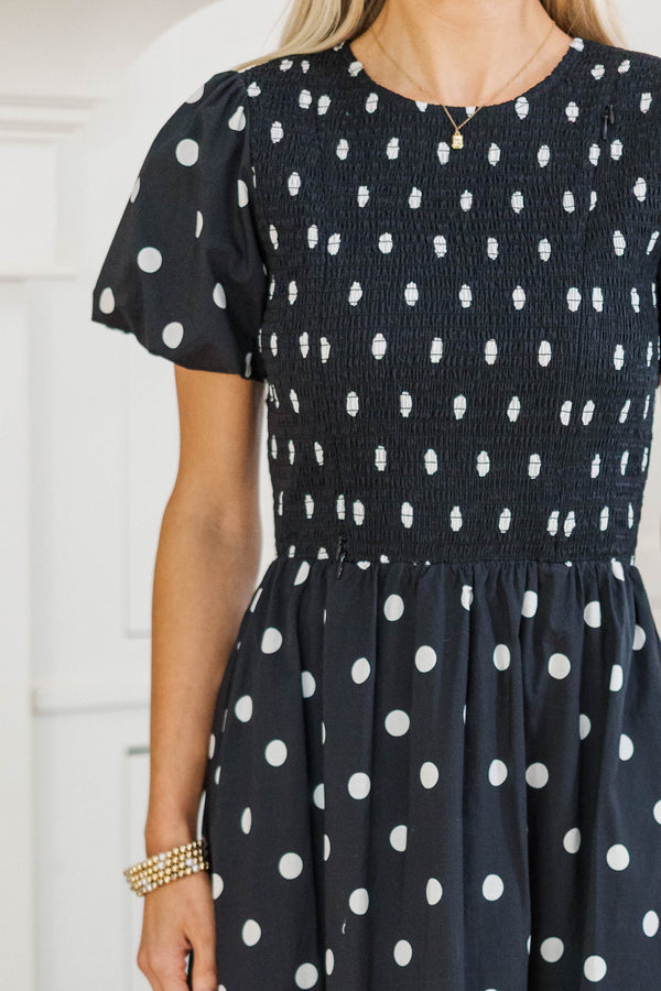 NURSING COLLECTION: Make The Right Choice Black Polka Dot Maxi Dress