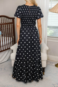 NURSING COLLECTION: Make The Right Choice Black Polka Dot Maxi Dress