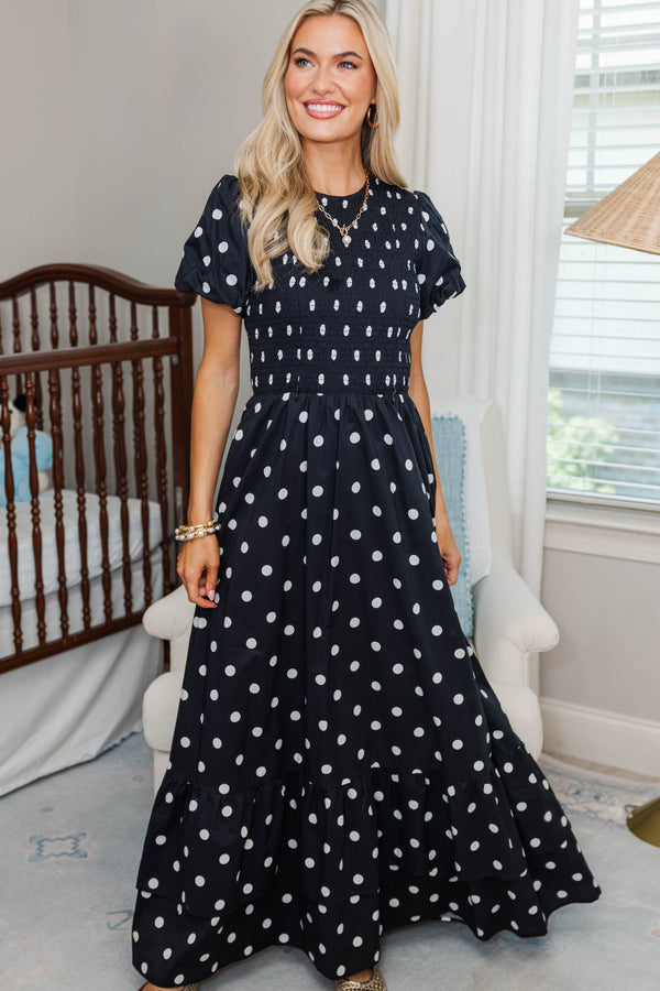 NURSING COLLECTION: Make The Right Choice Black Polka Dot Maxi Dress – Shop the Mint