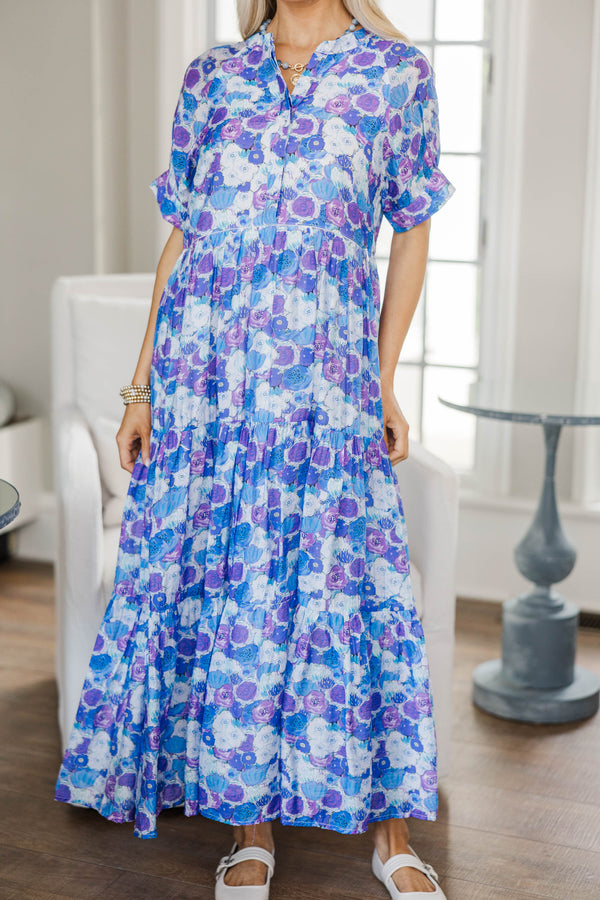 NURSING COLLECTION: Clear Skies Ahead Purple Floral Midi Dress