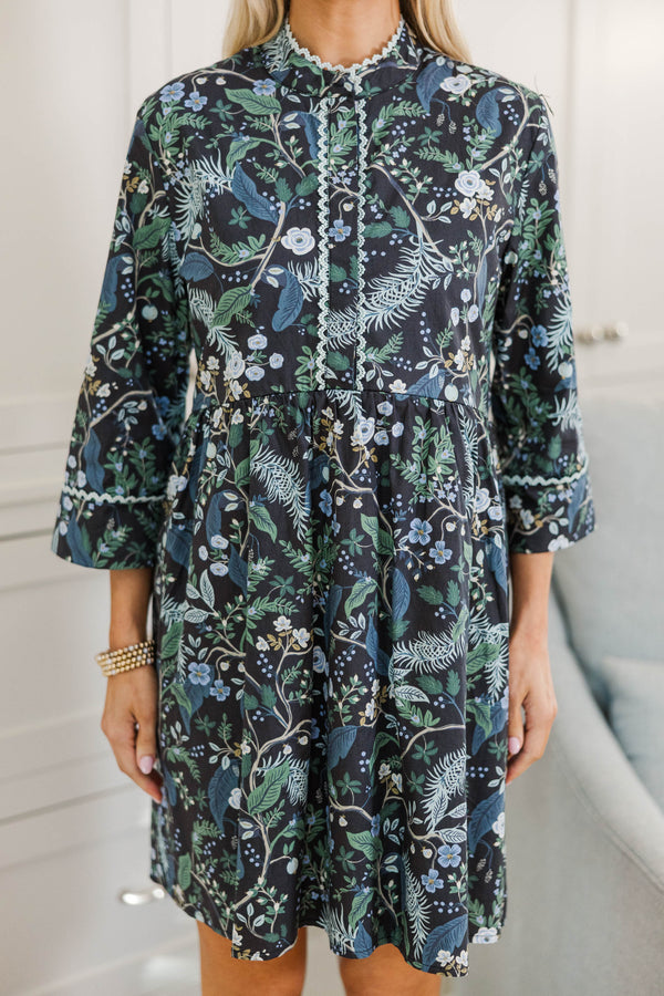 NURSING COLLECTION: My Dearest Navy Blue Floral Shift Dress