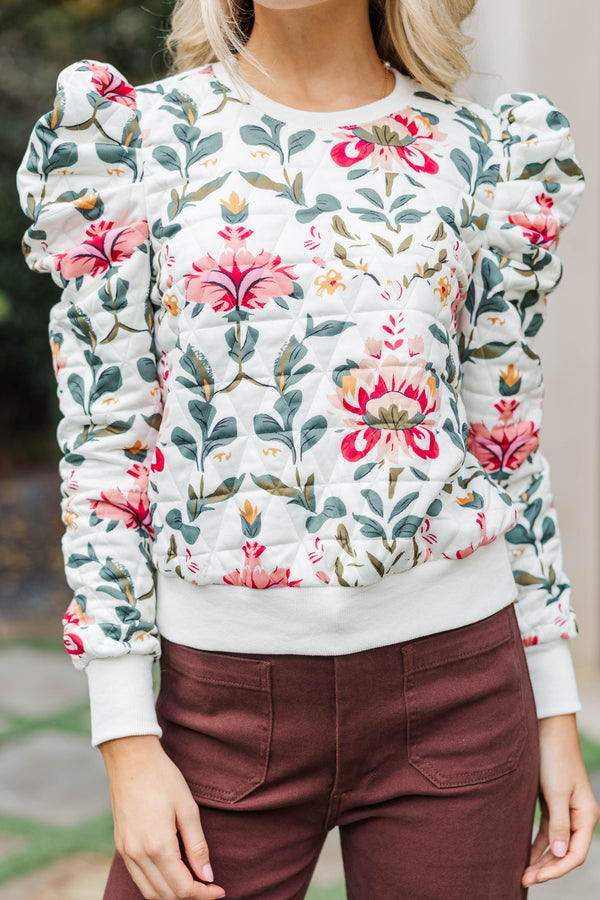 My Own Music Cream Floral Sweater