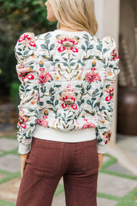 My Own Music Cream Floral Sweater