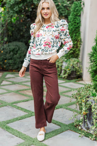 My Own Music Cream Floral Sweater