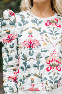 My Own Music Cream Floral Sweater