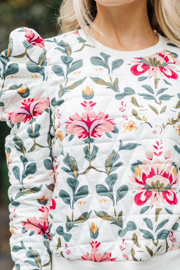 My Own Music Cream Floral Sweater