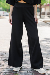 Safe Travels Black Wide Leg Knit Pants