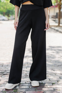 Safe Travels Black Wide Leg Knit Pants
