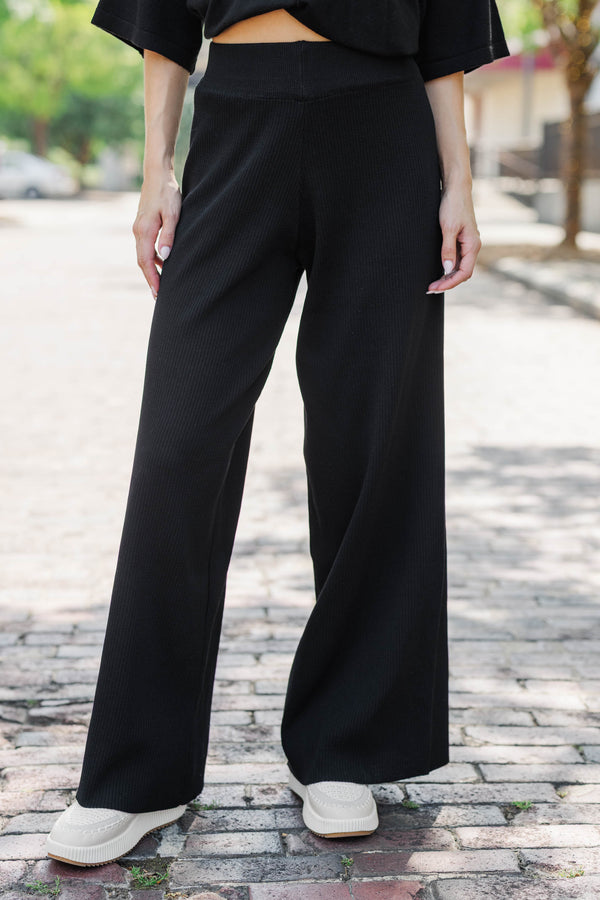 Safe Travels Black Wide Leg Knit Pants