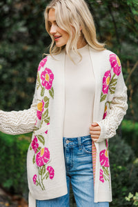 Sweet Soul Oatmeal Floral Cardigan