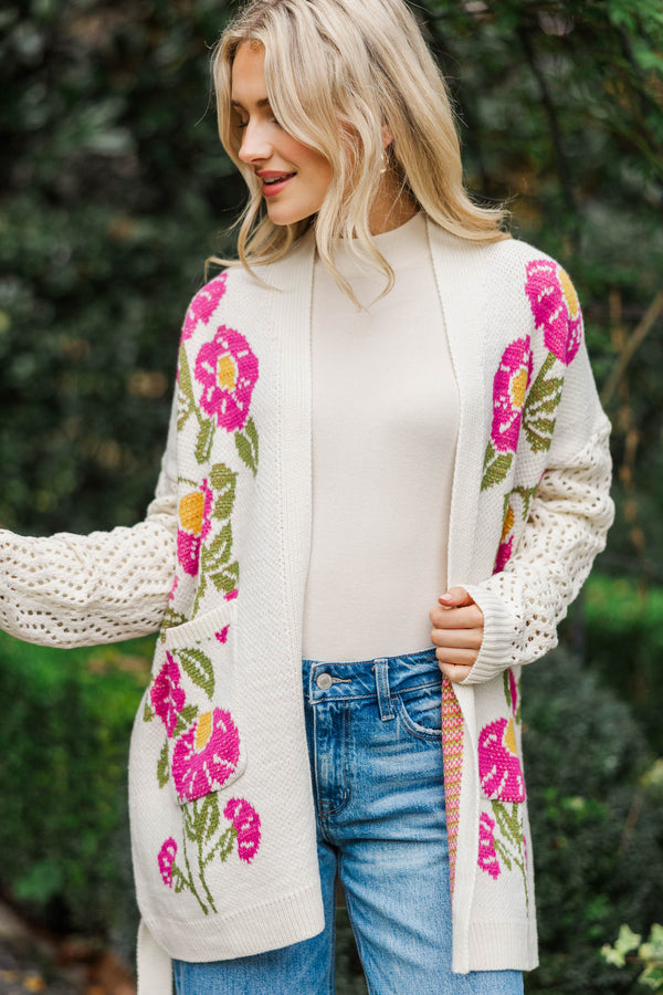 Sweet Soul Oatmeal Floral Cardigan