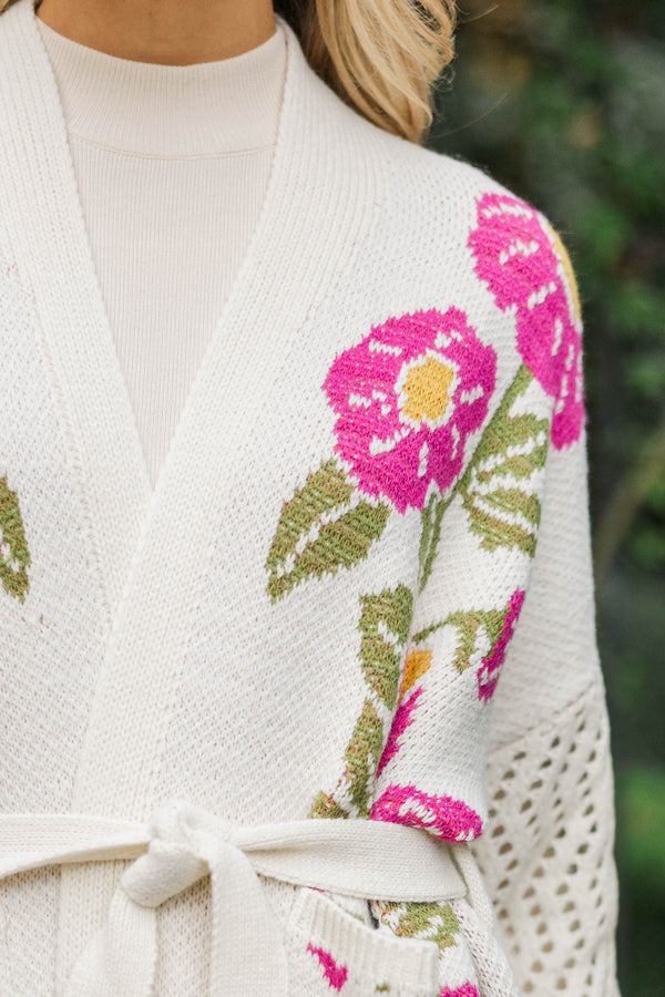 Sweet Soul Oatmeal Floral Cardigan