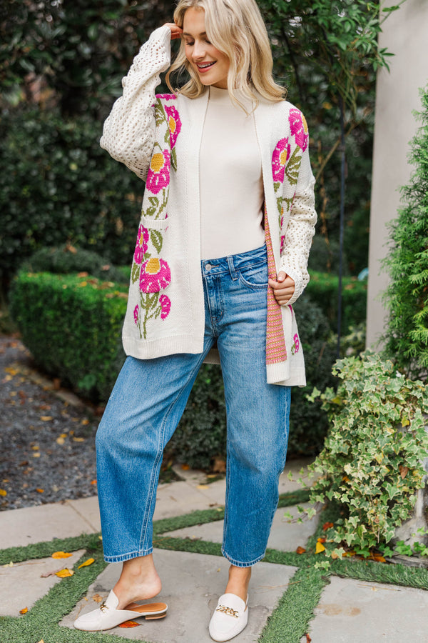 Sweet Soul Oatmeal Floral Cardigan