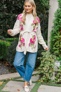 Sweet Soul Oatmeal Floral Cardigan