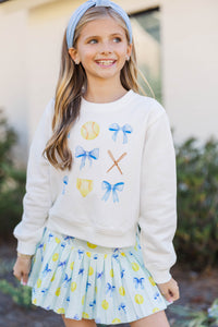 Girls: Game On White Softball Graphic Sweatshirt