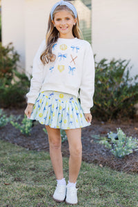 Girls: Game On White Softball Graphic Sweatshirt