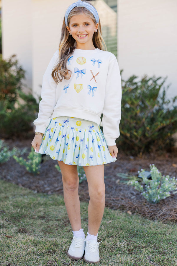 Girls: The Sadie Light Blue Softball Print Skort