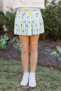 Girls: The Sadie Light Blue Softball Print Skort