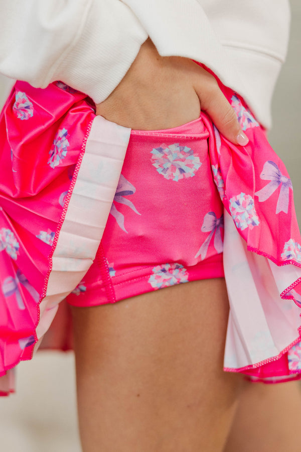 Girls: The Sadie Fuchsia Cheer Print Skort