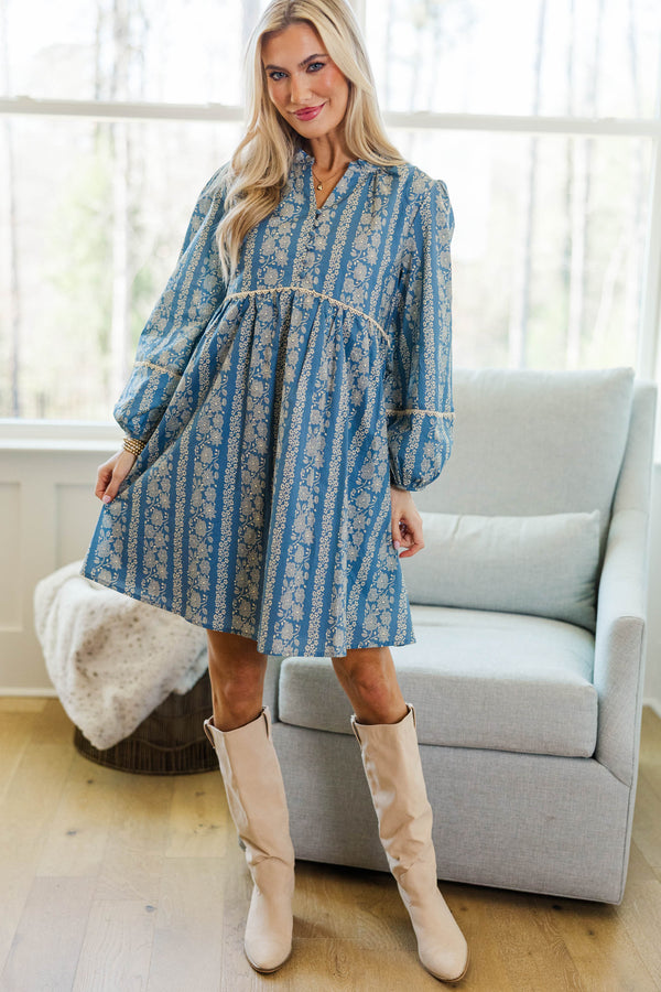 NURSING COLLECTION: Your Biggest Wish Blue Floral Dress